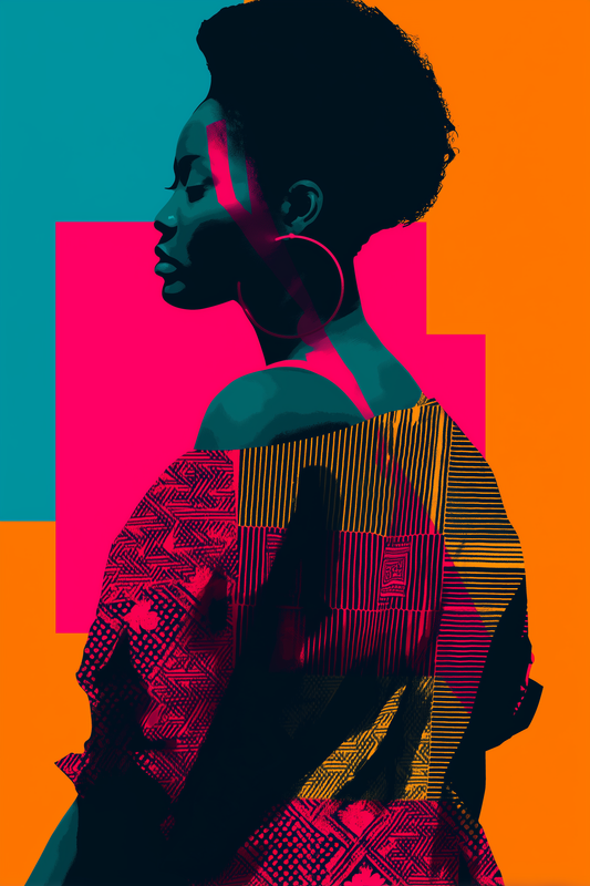 Wall Art 'Silent Power' - AfroNeoPop Portrait of Grace & Strength, African Decor