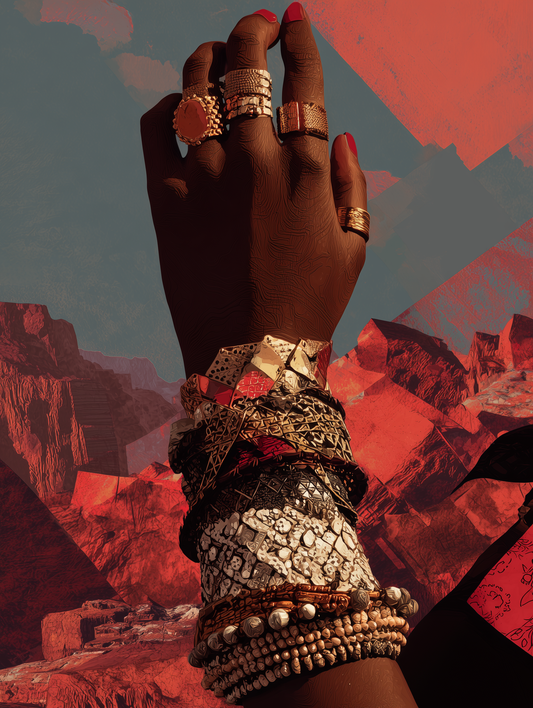 Wall Art 'Desert Crown' - AfroNeoPop Close-Up of Power and Adornment, African Decor